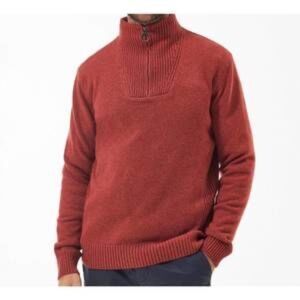 NEW BARBOUR nelson essential half zip sweater in brick red size Large